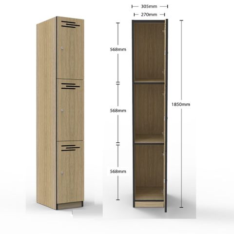 Rapid Infinity3 Door Melamine Locker H1850xW305xD455mm