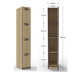 Rapid Infinity 4 Door Melamine Locker H1850xW305xD455mm