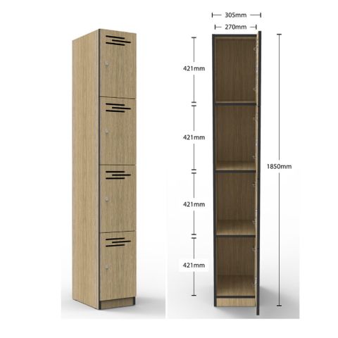 Rapid Infinity 4 Door Melamine Locker H1850xW305xD455mm
