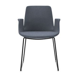 Summit Visitor Chair w Arms Black Sled Grey Fabric 110kg