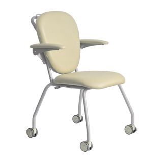 Slide N' Dine Dual Control Utility Chair 125kg White Fr. Silk Vinyl