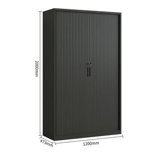 Tambour Cupboard H2000xW1200xD473 4Sh Black