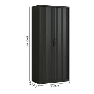 Tambour Cupboard H2000xW900xD473 4Sh Black