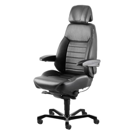 KAB Executive Chair w/Headrest 24/7 200kg Black Leather