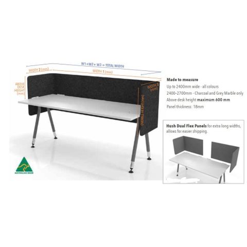 Hush Privi Desk-Hung DF St Screen 450/1800/450 H675mm