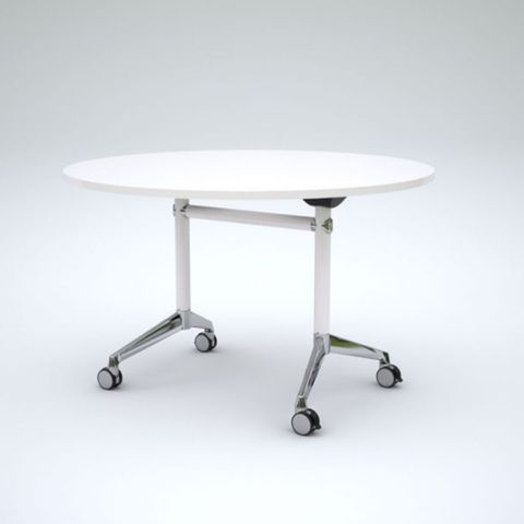 Modulus Flip Table Round 1200mm H720 White/Chr Fr  White Top