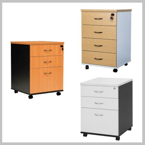 Mobile Pedestals - Melamine - H676 - Imported