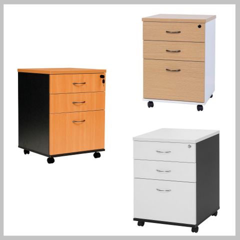 Logan Mobile Pedestal Range - 2Small + 1File Drawers