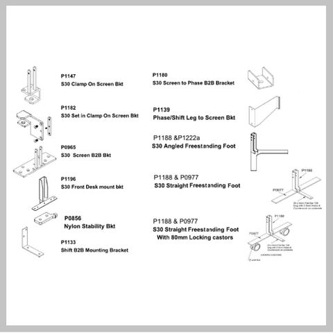 Screen System Brackets and Fittings- S30