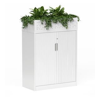 Tempo Tambour Cupboard H1020xW900xD450mm & Planter Box White