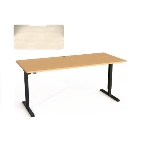 DM33 1800x750mm Electric Desk Fxd Rail Blk L2 Rad SC