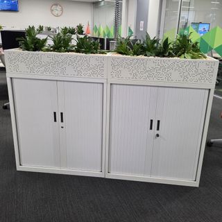 #210250 Secondhand Tambour Cupboard with planter