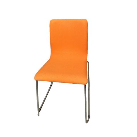 Secondhand Visitor Chair, No Fabric Stitch Lines. Orange Fabric