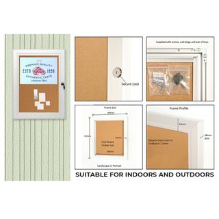 Notice Board Cork Lockable & Water Resistant A3