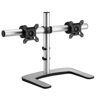 Visidec Dual Monitor Arm Horizontal Freestanding Mount Silver