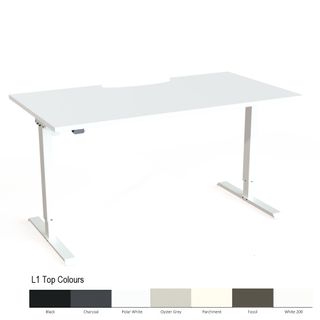 DM20 1500x800mm Electric Desk Fxd Rail White L1 Scallop