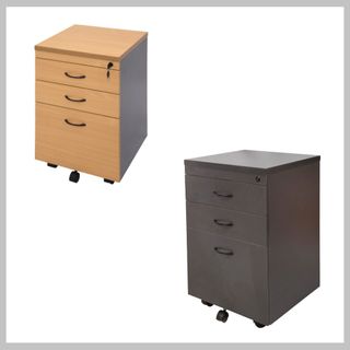 Rapid Worker Mobile Pedestal 2S+1F Dr Lock Beech/Ironstone