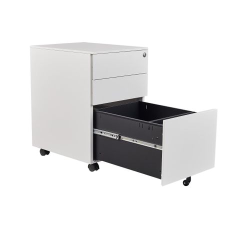 Secondhand Mobile Pedestal 2small + 1file drawers. White Metal