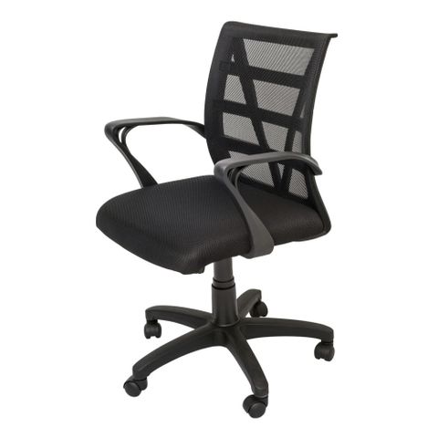 Vienna Mesh Back Chair Arms 100kg Black Boxed