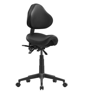 Stage Saddle Chair with Back 200mm Gaslift 120kg Black PU