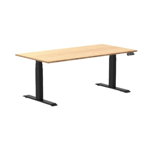 Sit-Stand Desk 1500x750mm Blk Fr/Bamboo 140kg