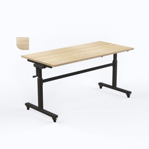 Axis Height Adj. Flip Table 1500x700mm Blk Top L2 Rad