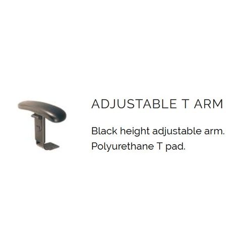 Arms: Height Adjustable with Polyurethane T pad