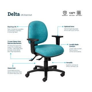 Delta 135 Medium Back Large Seat Adj Arms 3L 135kg  F1