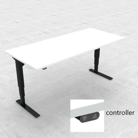 DM37 Electric Desk L1000xD600mm Black Fr L1Top