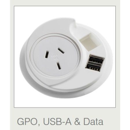 Konexus 1 GPO & 2 x USB A/A Chargers & 1 Data Provision, Black