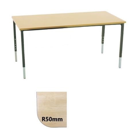 Table L1200xD600x18mm Adj 4Legs 25mm R50mm Corners