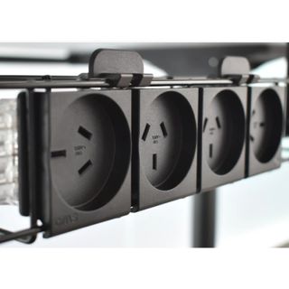 Snap Fit Quad GPO Module Rotated. Black