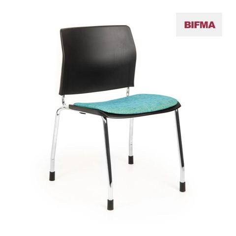 CS One 4leg Visitor Chair Seat Pad 135kg Chr/Blk F5