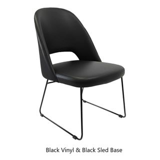 New Orleans Crescent Chair Sled Blk PC Legs Vinyl 150kg