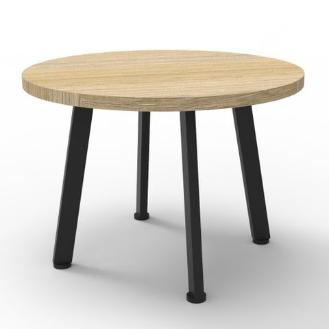 Eternity Coffee Table 600mm Diam 4Leg Natural Oak/Blk Fr  Boxed
