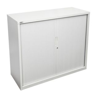 Go Tambour Cupboard H1016xW900xD473mm 2Sh White
