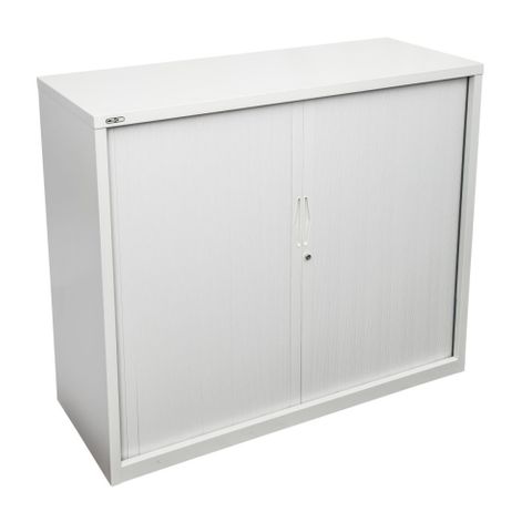 Go Tambour Cupboard H1016xW900xD473mm 2Sh White