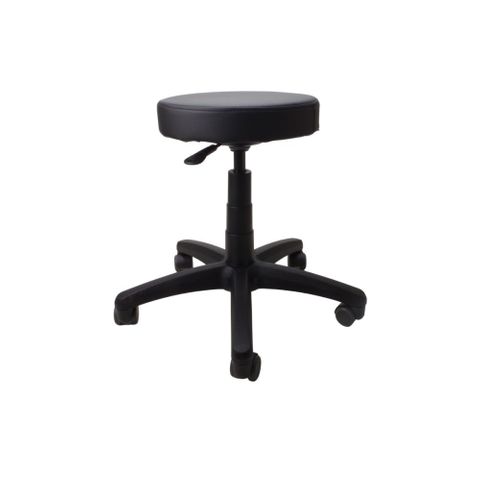 Stool Round Top 200 Gas Friction Castors 110kg Blk PU