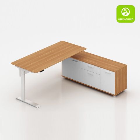 Potenza Electric Desk with Credenza Return