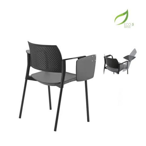 Altus Side Chair PP with Arms Tablet RHS 140kg Blk