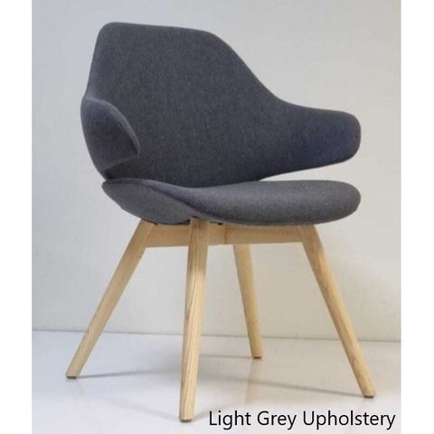 Crescent Visitors Chair Timber Base Light Grey 140kg