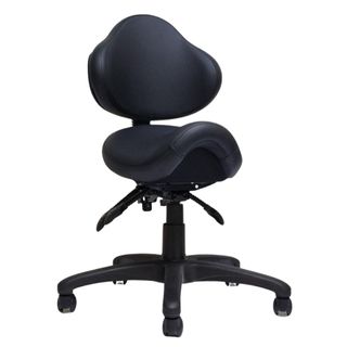 Saddle Stool with Back Black Vinyl - Special