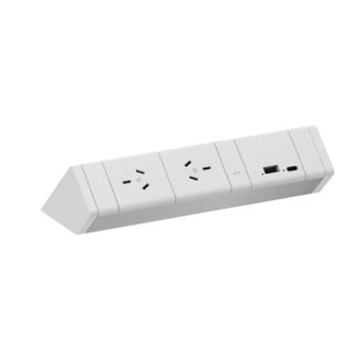 Athena Power Rail 2 GPO 2USB A/C, 1m lead White