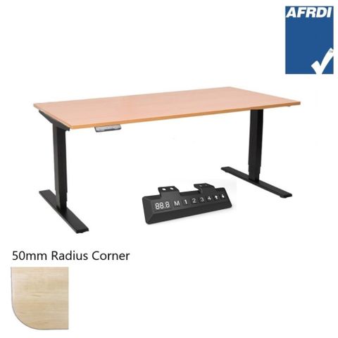 Vertilift Electric Desk L1600xD700mm 2Leg600 Blk Fr L2 Rad