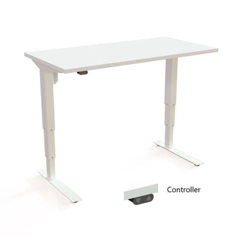 DM37 Electric Desk L1450xD650mm  White Fr Adj Rail L1 Top