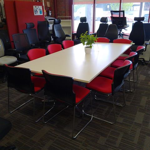 Secondhand Boardroom Table Setting for 10 People  - 1 Table with 10 Chairs