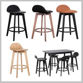 Caulfield Bar Stool with Lip H650mm 120kg Veneer/Timber