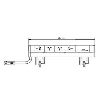 Athena Power Rail 4xGPO Rot + 1USB-A+1USB-C, 1m Tag Lead Black