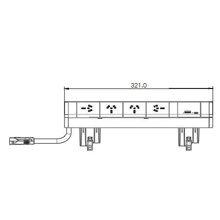 Athena Power Rail 4xGPO Rot + 1USB-A+1USB-C, 1m Tag Lead Black
