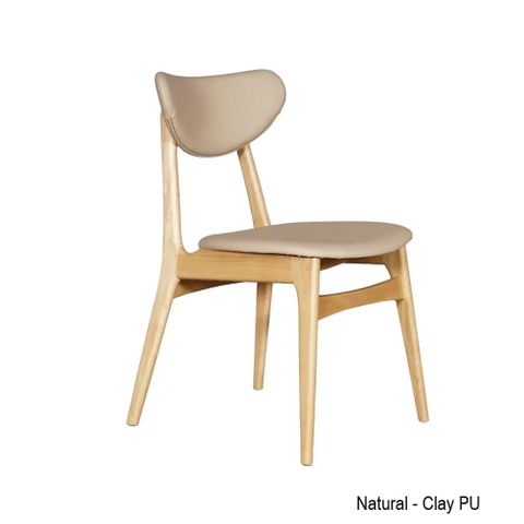 Falkland Dining Chair Timber Clay PU Seat and Back
